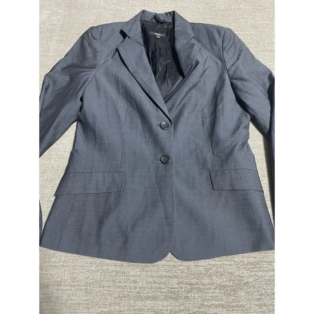 Zenella Blazer Women’s Size 6 Blue Stripes Two Buttons Made In Italy
